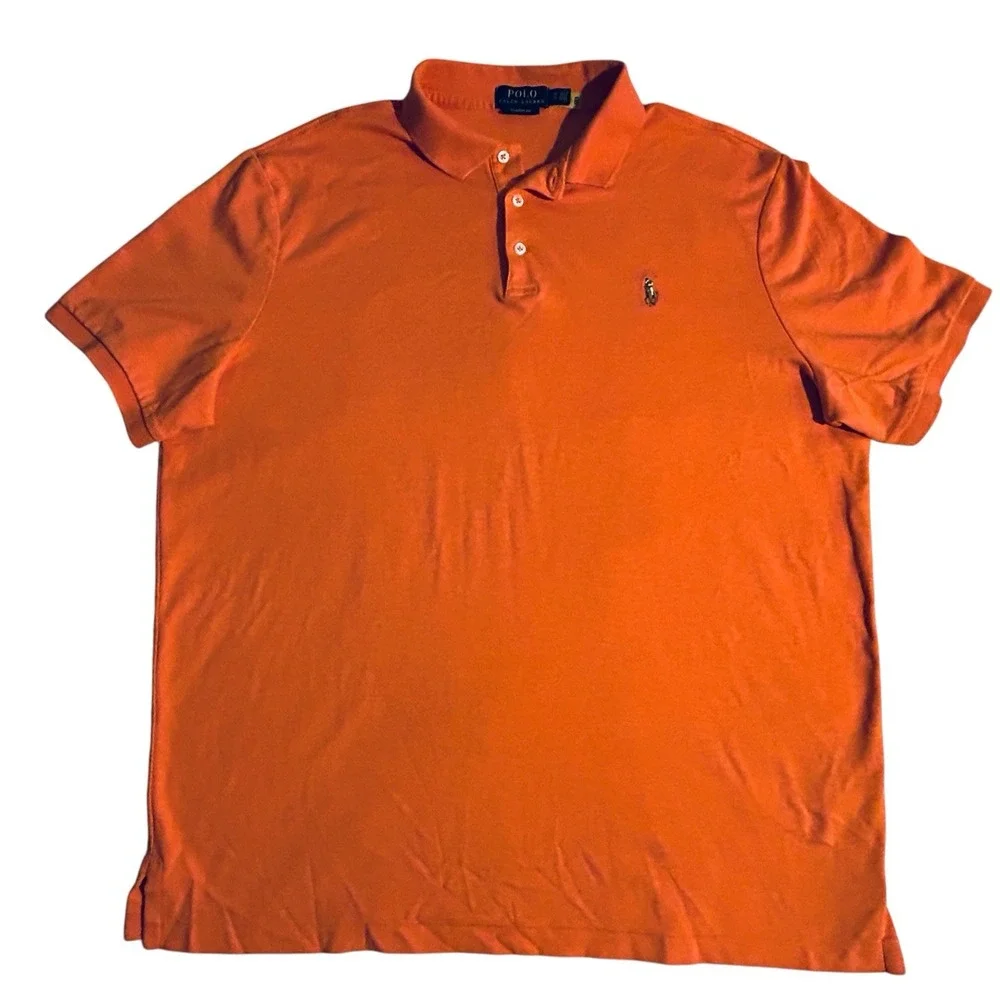 Polo Ralph Lauren Mens XL Orange Classic Fit Cotton Pony Logo Polo Shirt